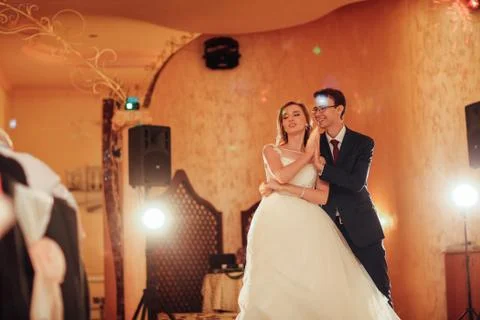 Beautiful first dance of the bride and groom Stock Photos