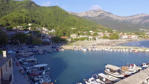Beautiful fishing portThassos island Stock Footage