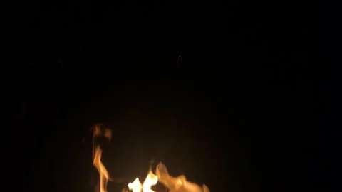 Beautiful flame on black background. Strong fire on black background. Yellow Stock Footage 312802957