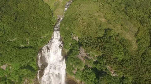 Beautiful flight copter over the waterfall Stock-Footage 72656448