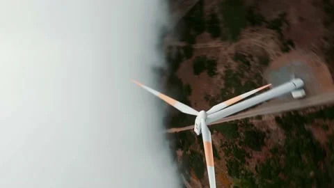 Beautiful flight on fpv drone over wind generator Stock Footage 168617548