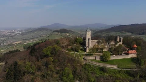 Beautiful flight in Germany over the Starkenberg fortress in the city. 動画素材 143087803