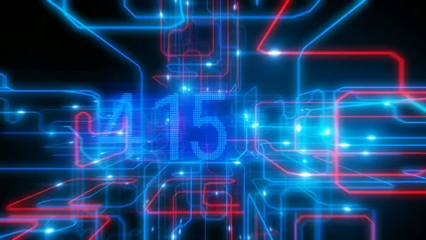 Beautiful Flight Inside Processor with Running Electrons and Digital Codes Stock Footage 94115636