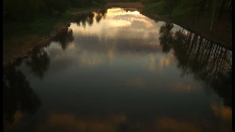 Beautiful flight over the river view from above Stock Footage 75877259