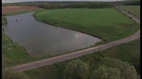 Beautiful flight over the river view from above Stock Footage 75878991