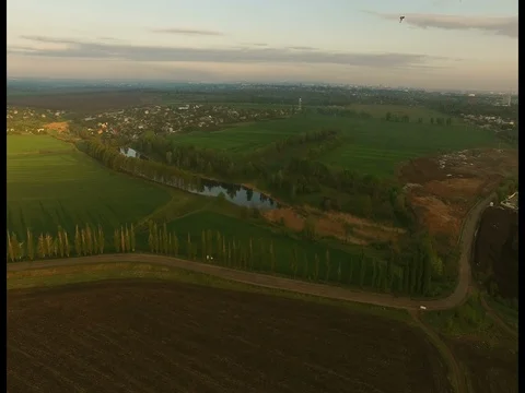 Beautiful flight over the river view from above Stock Footage 75879047