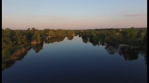Beautiful flight over the river view from above Stock Footage 75879055