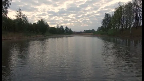 Beautiful flight over the river view from above Stock Footage 75879145