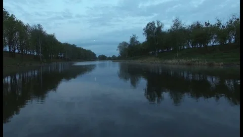 Beautiful flight over the river view from above Stock Footage 75879216