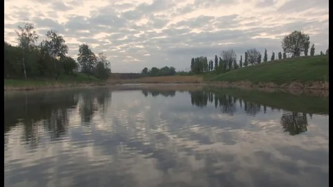 Beautiful flight over the river view from above Stock Footage 75879218