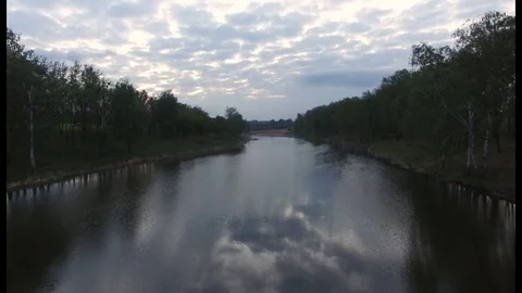 Beautiful flight over the river view from above Stock Footage 75879242