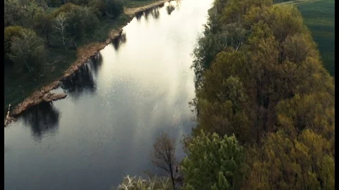 Beautiful flight over the river view from above Stock Footage 75879260