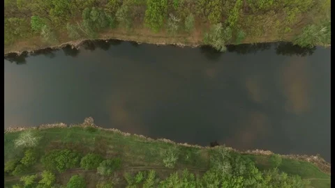Beautiful flight over the river view from above Stock Footage 75880077