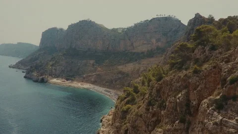 Beautiful flight over the rocks and the sea Stock Footage 223379068