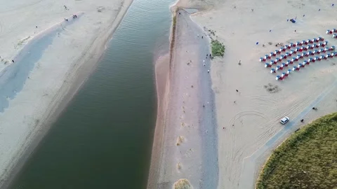 Beautiful flight in summer over the beach in Katwijk aan Zee. 库存影片 254545886