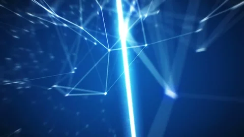 Beautiful Flight through the Digital Grid with Lines and Dots. 動画素材 79494619