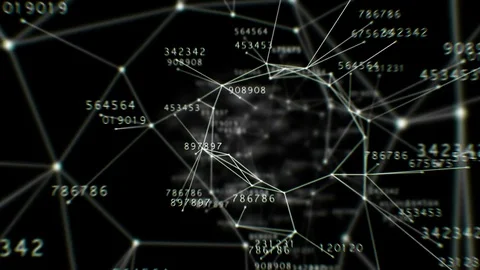 Beautiful Flight Through the Digital Tunnel with Numbers. HD 1080. 動画素材 70840932