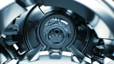 Beautiful Flight Through the Turning Metal Gears Inside Mechanism Seamless with 動画素材 101293773