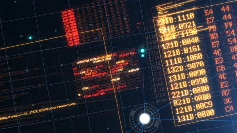 Beautiful Flight Trough the Abstract Software Code and Data Connections. Looped Video stock 90301251