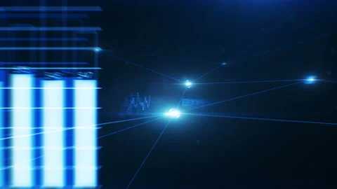 Beautiful Flight Trough the Growing Global Network and Data Connections. Looped Video stock 87992054