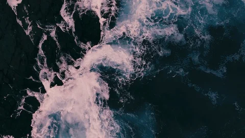 Beautiful Floating Drone over Crashing Surf Stock Footage 101981543