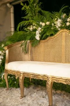 Beautiful flora and rustic wedding decoration idea using white orchid Stock Photos
