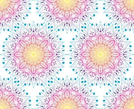 Beautiful floral pattern. Ethnic Mandala ornament. Vector seamless pattern ba Stock Illustration