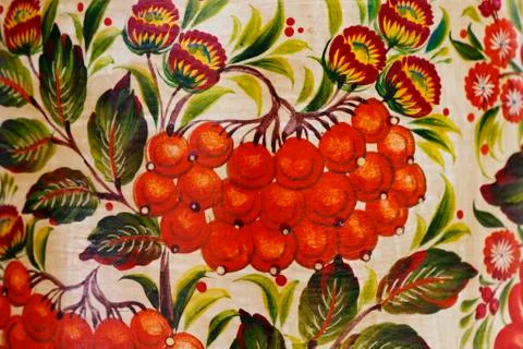 Beautiful floral pattern painted paint , close-up Stock Photos