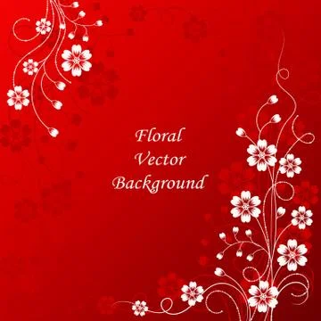 Beautiful floral pattern on red background Stock Illustration