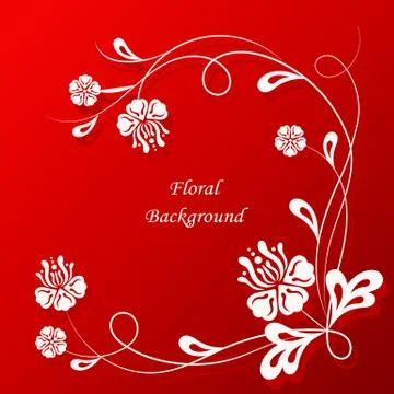 Beautiful floral pattern on red background Stock Illustration