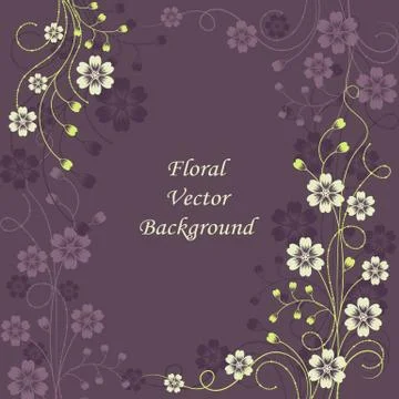 Beautiful floral pattern on violet background Stock Illustration