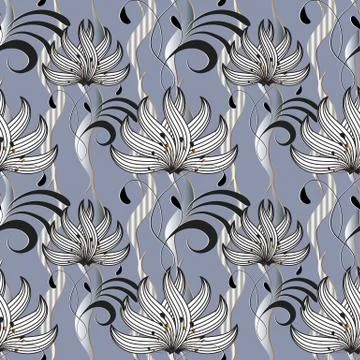 Beautiful floral seamless pattern. Abstract flourish light vector background. イラスト素材