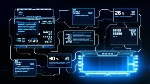 Beautiful Flowcharts Drawing Animation with Flashes Blue Color. Stock Footage