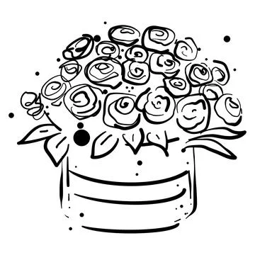 Beautiful flower box vector hand drawn fashion sketch. Stock Illustration