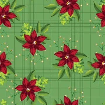 Beautiful flower with leaf seamless pattern green イラスト素材