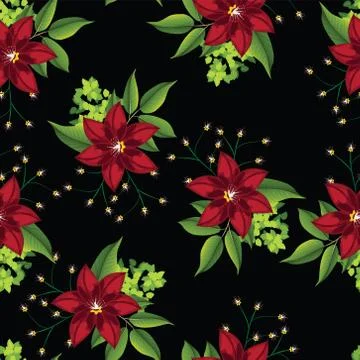 Beautiful flower with leaf seamless pattern Stock Illustration