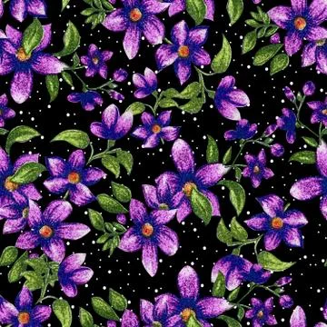 Beautiful  flower with leaf seamless pattern black Stock-Illustration