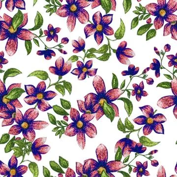 Beautiful flower with leaf seamless pattern Stock Illustration