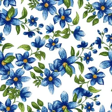 Beautiful flower with leaf seamless pattern Stock Illustration