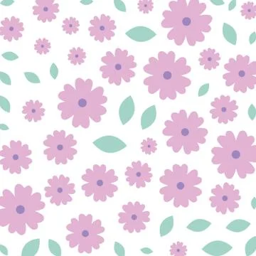 Beautiful flowers with leafs decorative pattern Stock Illustration