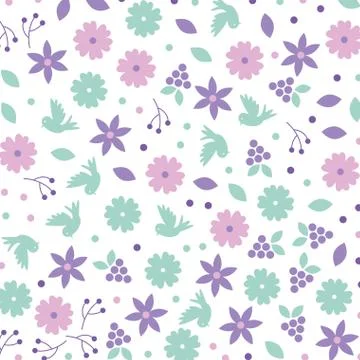 Beautiful flowers with leafs decorative pattern Stock Illustration