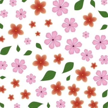 Beautiful flowers with leafs pattern background 스톡 일러스트