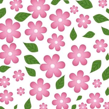 Beautiful flowers with leafs pattern background Stock Illustration
