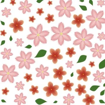 Beautiful flowers with leafs pattern background 스톡 일러스트