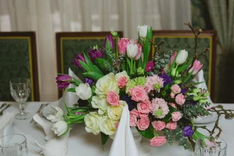 Beautiful flowers on table Stock-Fotos