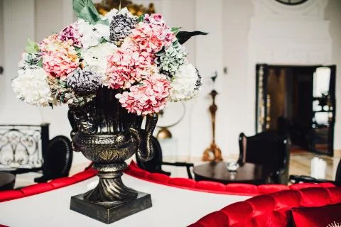 Beautiful flowers on the table. Stock Photos