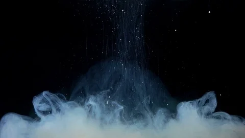 Beautiful fluid particles moving vertical up, liquid lines spreading from ink Video stock 76375382