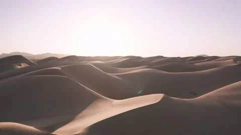 Beautiful Fly Over of Couple Walking into the Desert Sunrise | 4K Drone Footage Stock Footage 146103589
