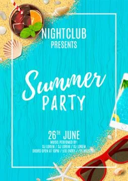 Beautiful flyer for summer party Stock Illustration