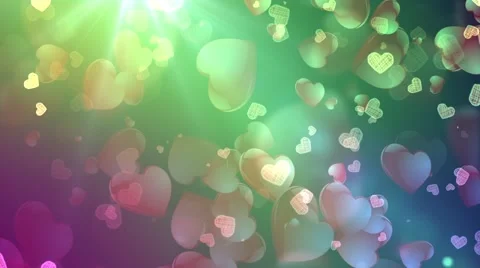 Beautiful Flying Hearts, Colored background Video stock 45942519